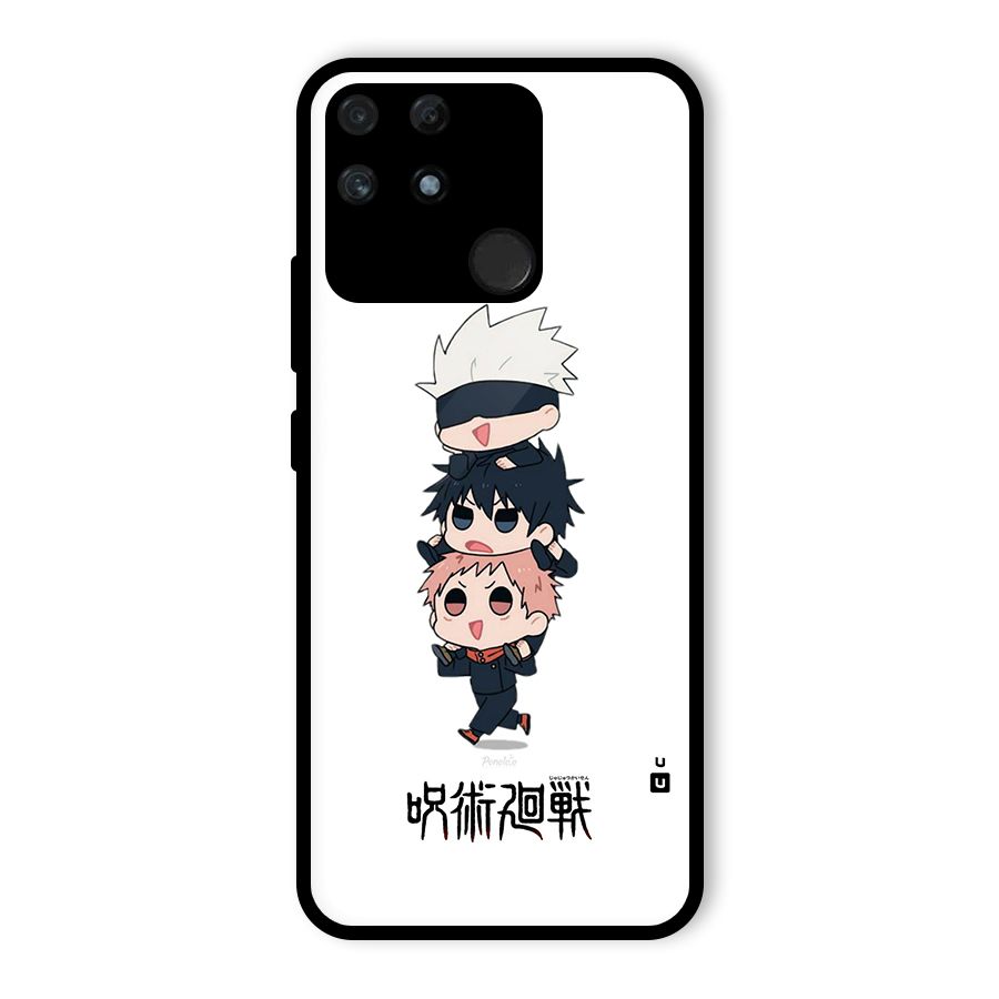 Top Gojo Squad Glass Back Case for Realme Narzo 50A