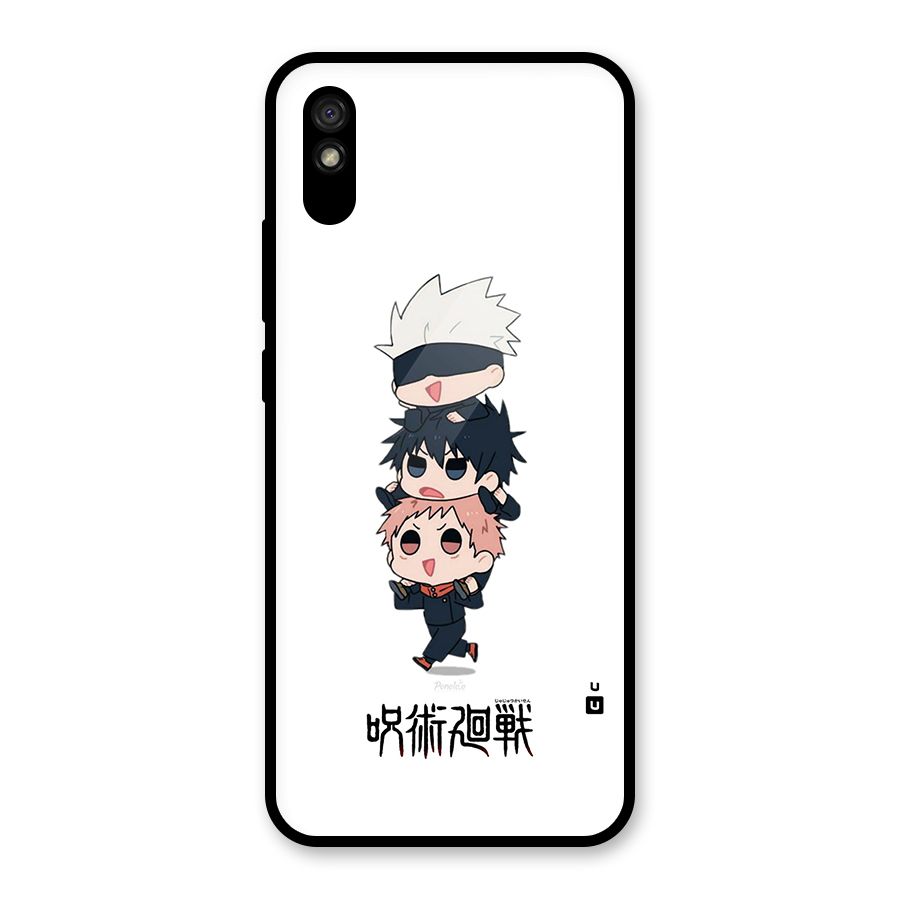 Top Gojo Squad Glass Back Case for Redmi 9A