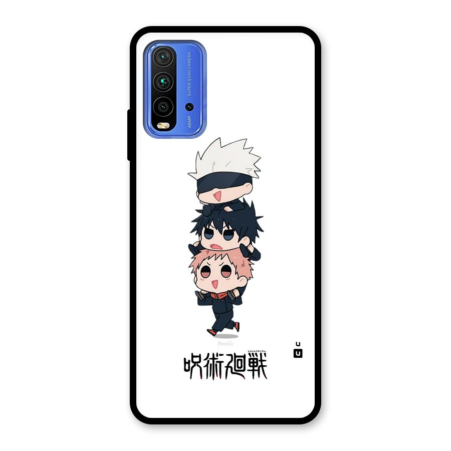 Top Gojo Squad Glass Back Case for Redmi 9 Power