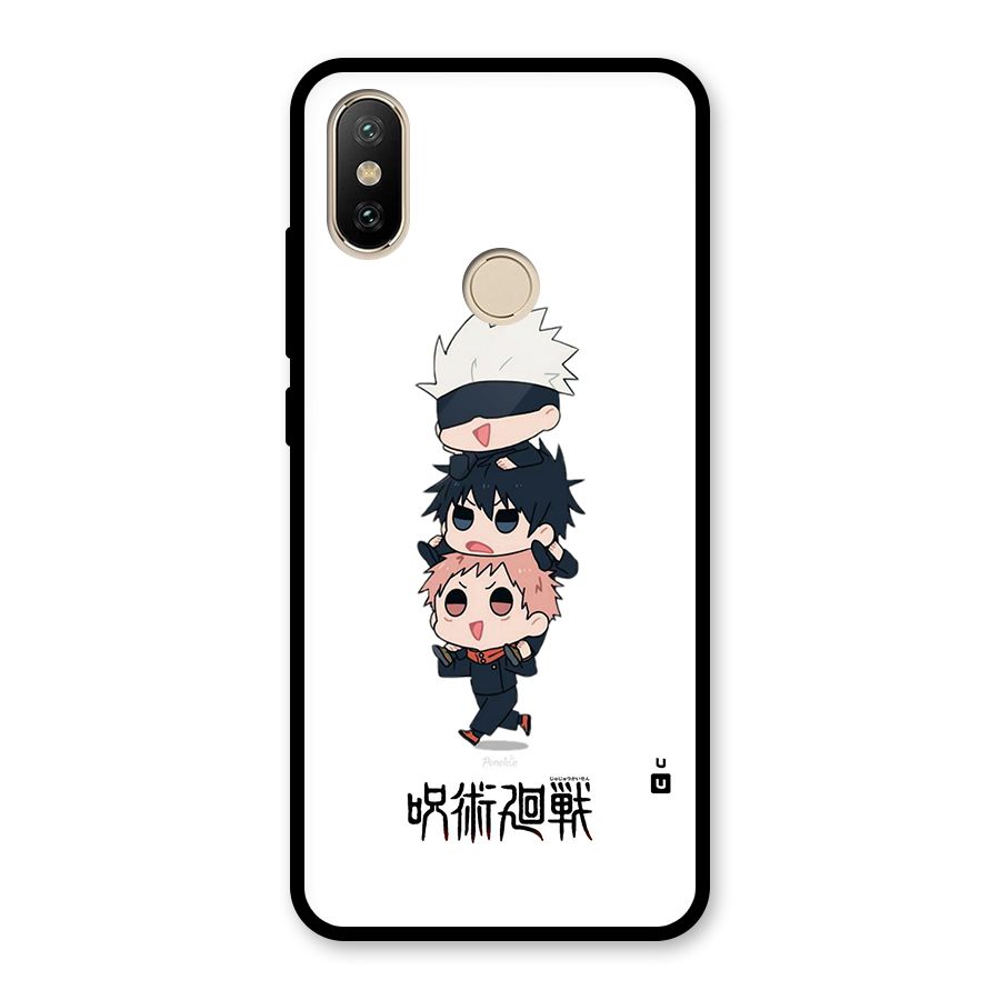 Top Gojo Squad Glass Back Case for Redmi A1