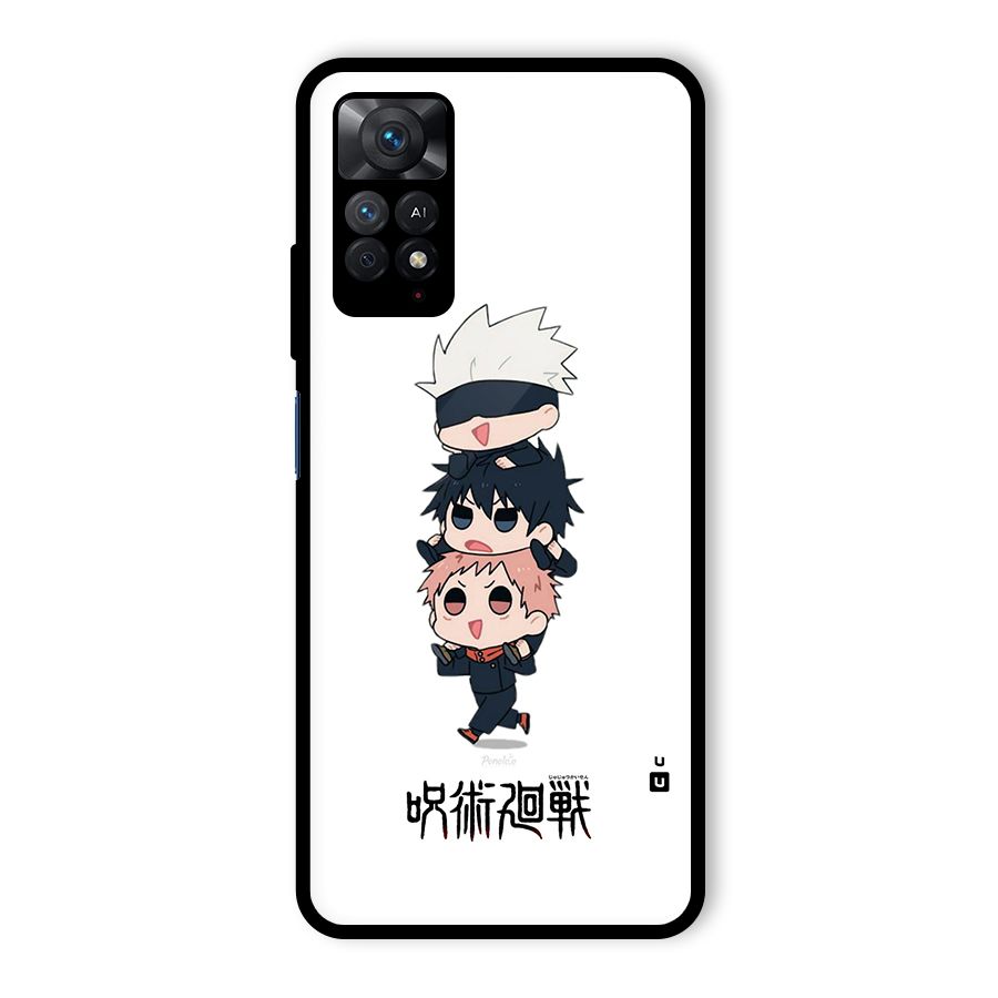 Top Gojo Squad Glass Back Case for Redmi Note 11 Pro