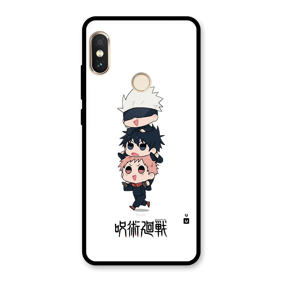 Top Gojo Squad Glass Back Case for Redmi Note 5 Pro