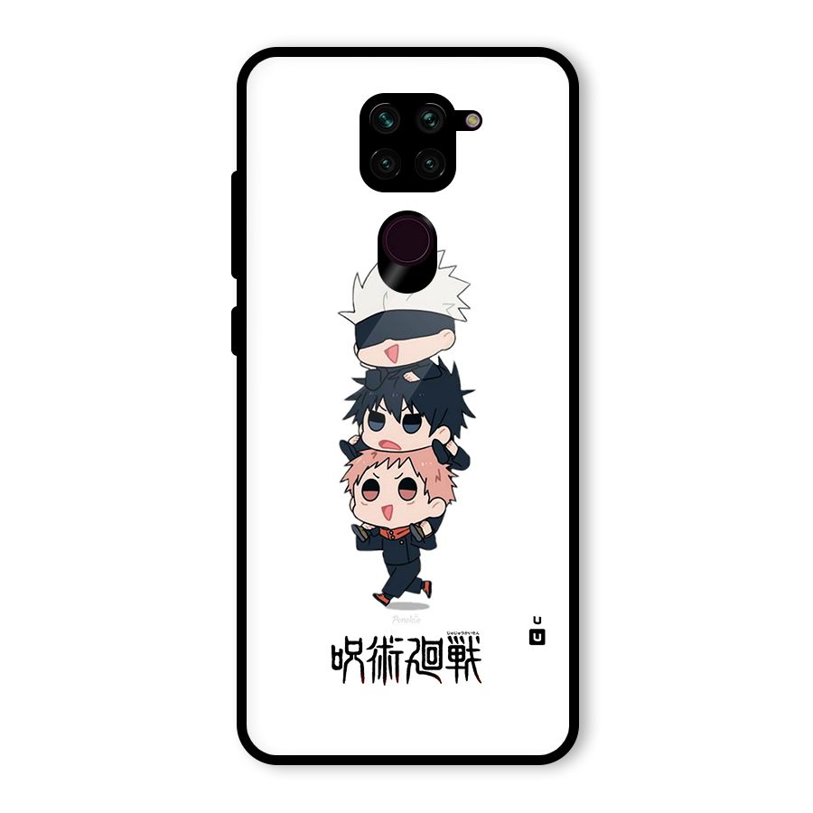 Top Gojo Squad Glass Back Case for Redmi Note 9