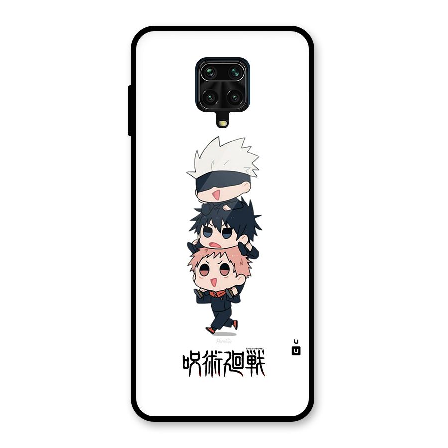 Top Gojo Squad Glass Back Case for Redmi Note 9 Pro