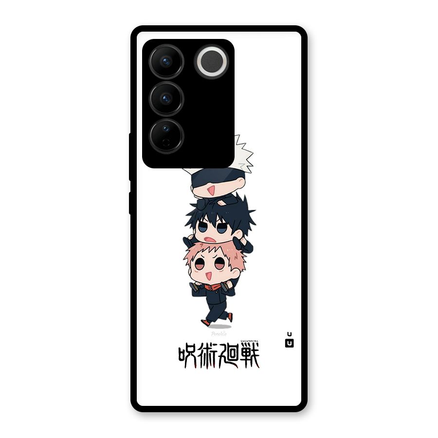 Top Gojo Squad Glass Back Case for Vivo V27