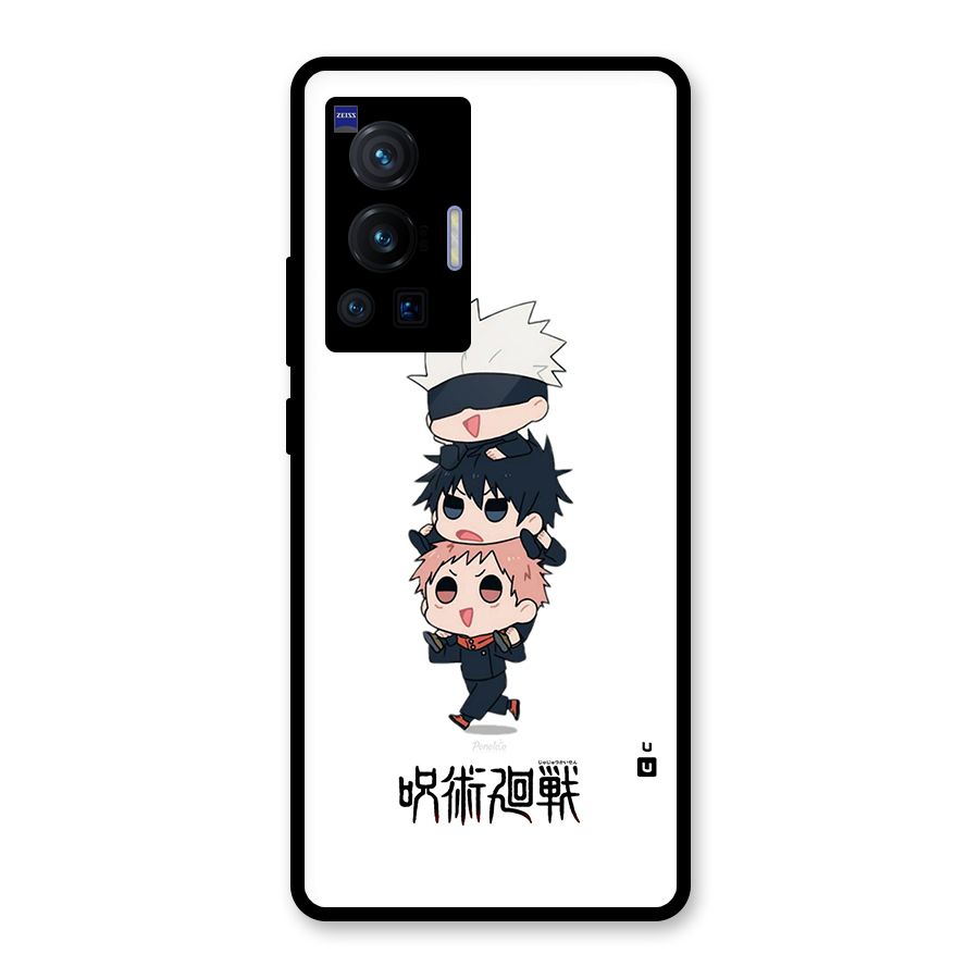 Top Gojo Squad Glass Back Case for Vivo X70 Pro