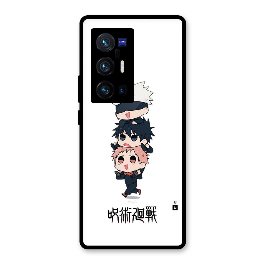 Top Gojo Squad Glass Back Case for Vivo X70 Pro Plus