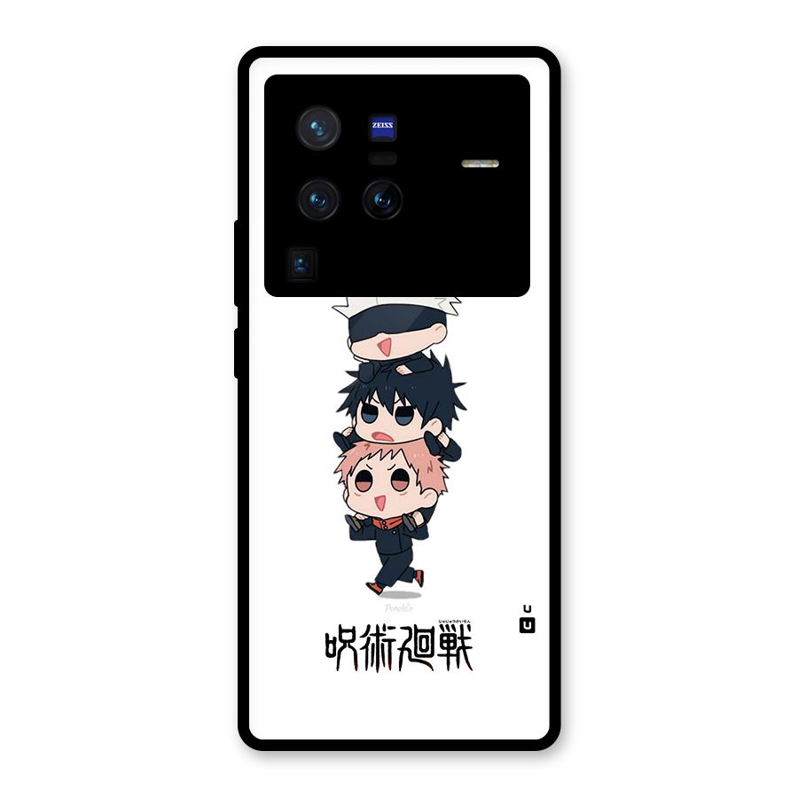 Top Gojo Squad Glass Back Case for Vivo X80 Pro
