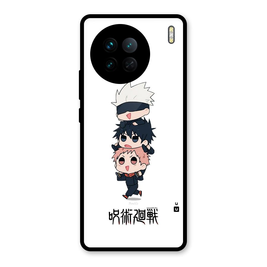 Top Gojo Squad Glass Back Case for Vivo X90
