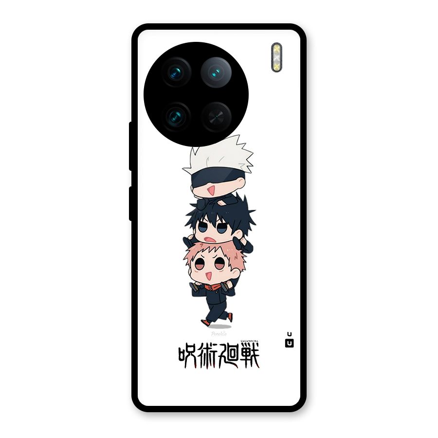 Top Gojo Squad Glass Back Case for Vivo X90 Pro
