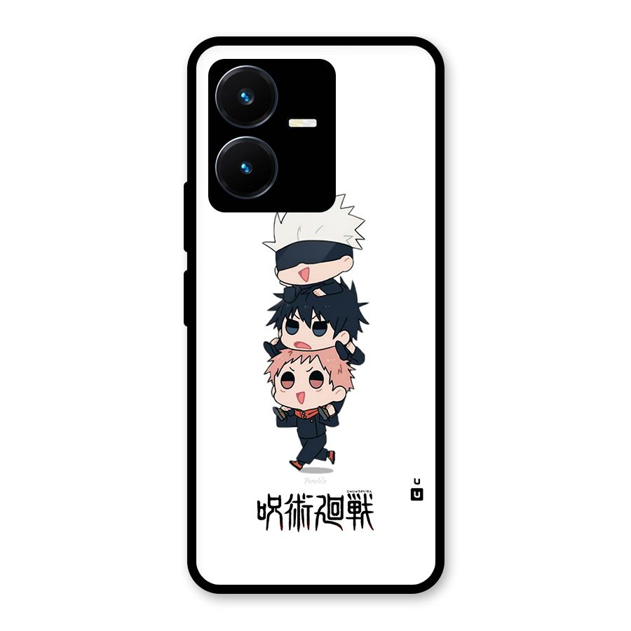 Top Gojo Squad Glass Back Case for Vivo Y22s