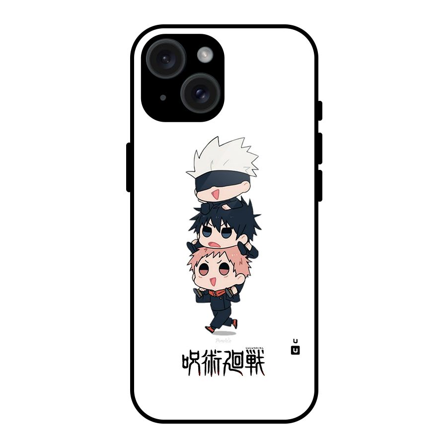 Top Gojo Squad Glass Back Case for iPhone 15