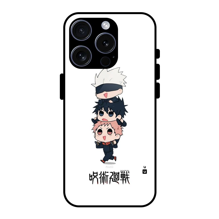 Top Gojo Squad Glass Back Case for iPhone 15 Pro