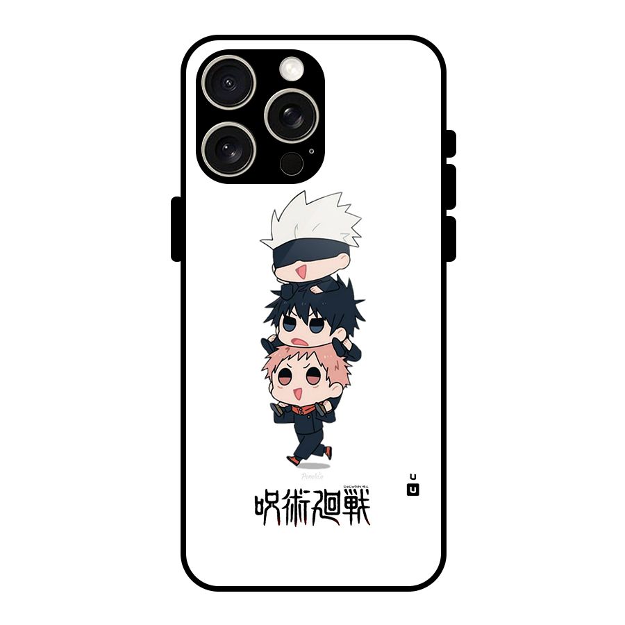 Top Gojo Squad Glass Back Case for iPhone 15 Pro Max