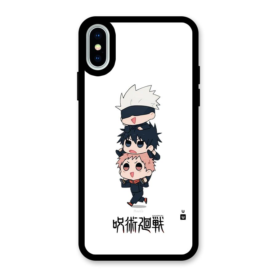 Top Gojo Squad Glass Back Case for iPhone XS