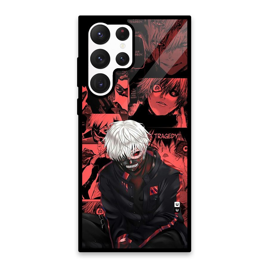 Toukyo Ghoul Kaneki Manga Glass Back Case for Galaxy S22 Ultra 5G