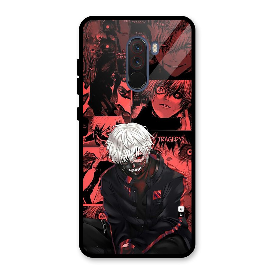 Toukyo Ghoul Kaneki Manga Glass Back Case for Poco F1
