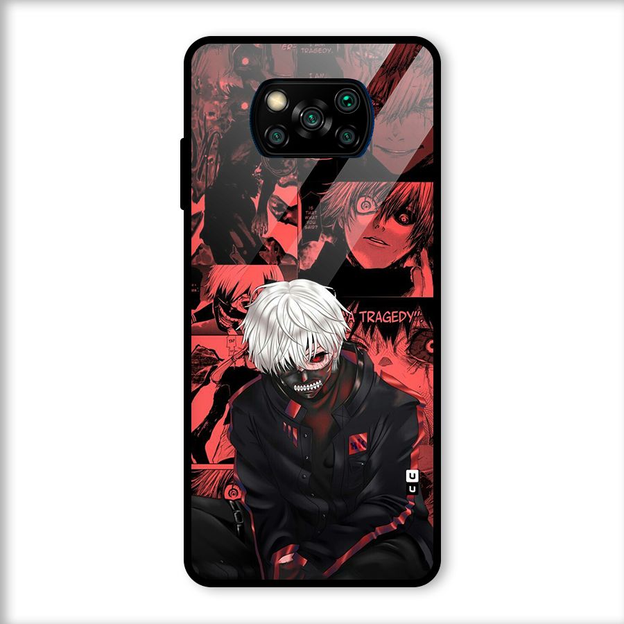 Toukyo Ghoul Kaneki Manga Glass Back Case for Poco X3