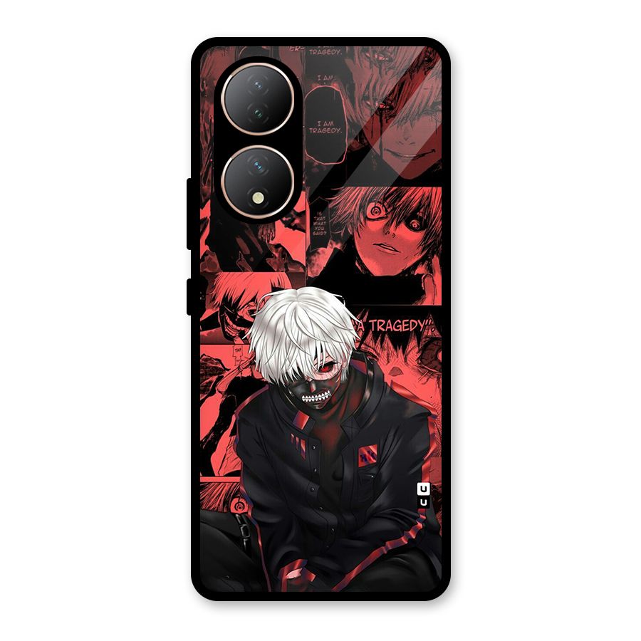 Toukyo Ghoul Kaneki Manga Glass Back Case for Vivo T2