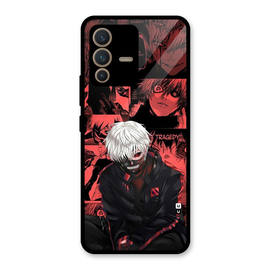 Toukyo Ghoul Kaneki Manga Glass Back Case for Vivo V23 5G