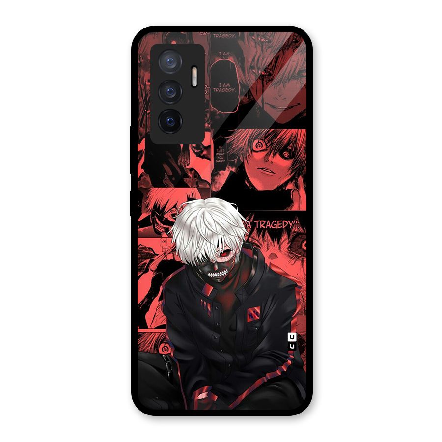 Toukyo Ghoul Kaneki Manga Glass Back Case for Vivo V23e
