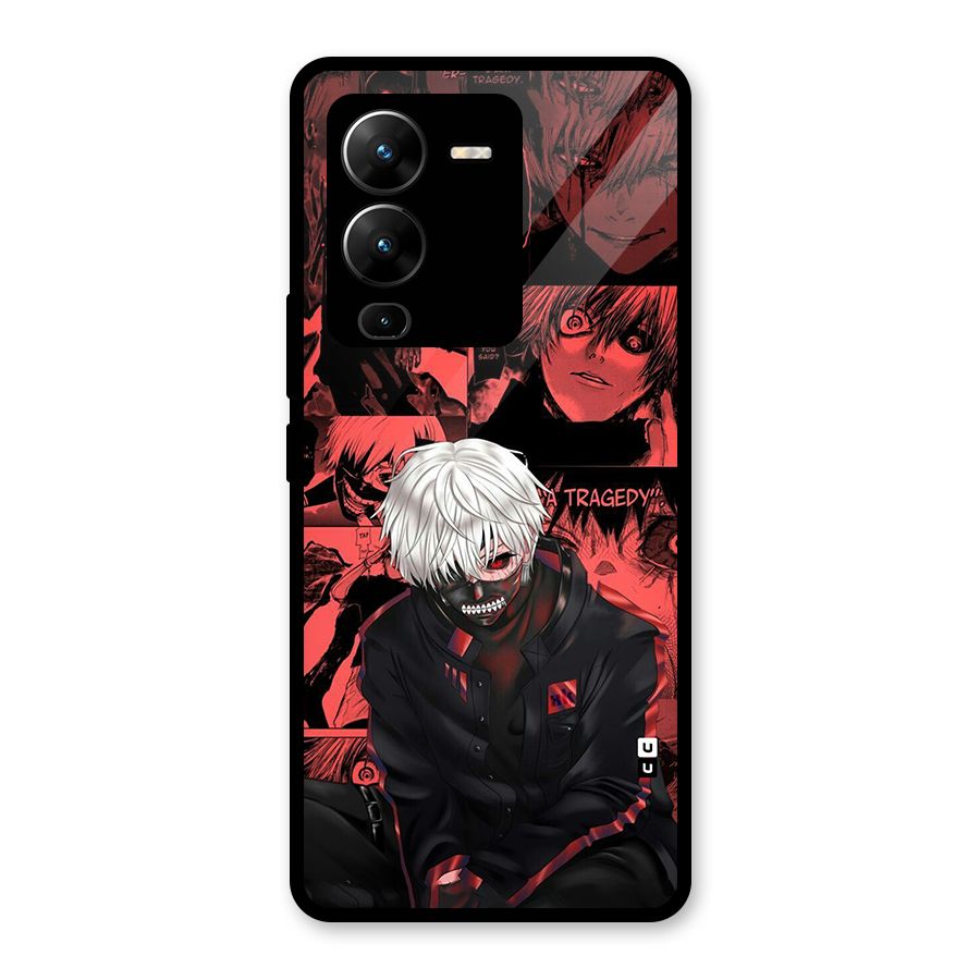 Toukyo Ghoul Kaneki Manga Glass Back Case for Vivo V25 Pro