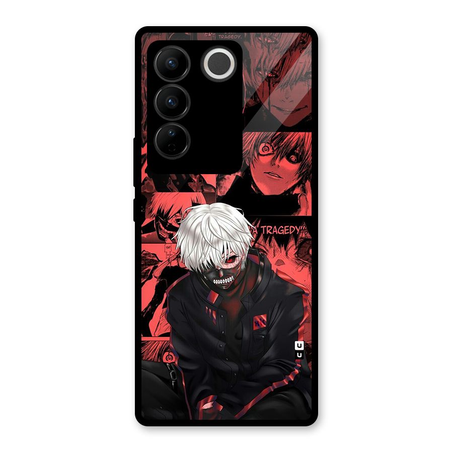 Toukyo Ghoul Kaneki Manga Glass Back Case for Vivo V27 Pro