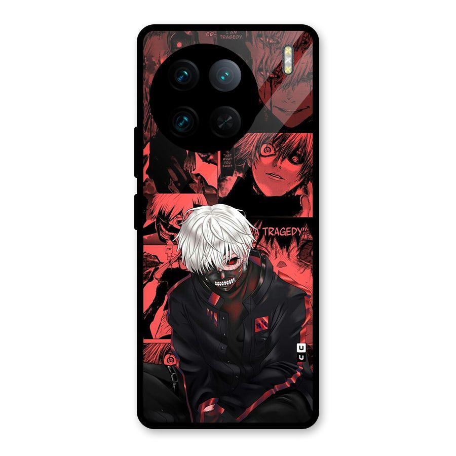 Toukyo Ghoul Kaneki Manga Glass Back Case for Vivo X90 Pro