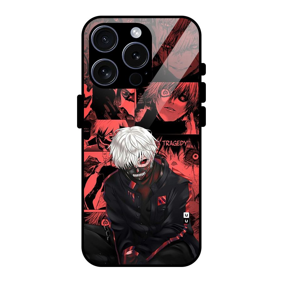 Toukyo Ghoul Kaneki Manga Glass Back Case for iPhone 15 Pro