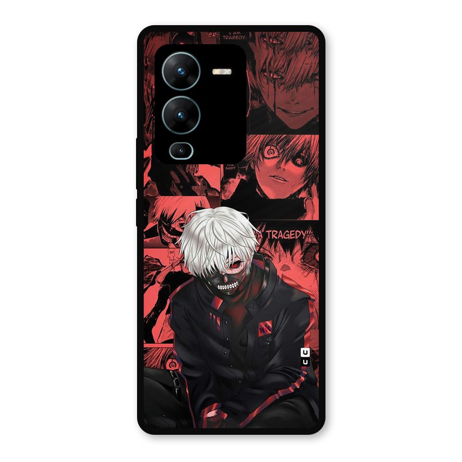 Toukyo Ghoul Kaneki Manga Metal Back Case for Vivo V25 Pro