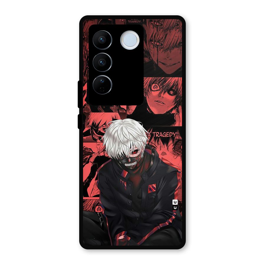 Toukyo Ghoul Kaneki Manga Metal Back Case for Vivo V27 Pro
