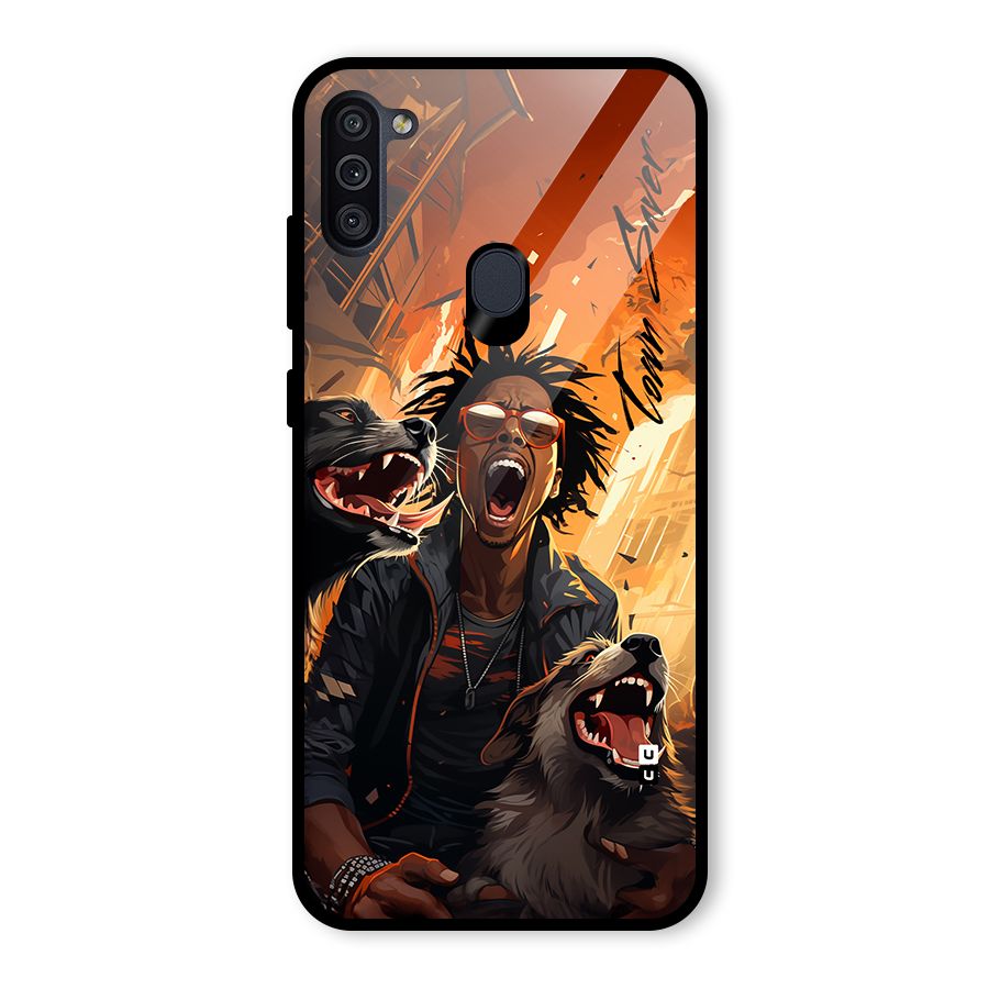Town Saver Dogs Glass Back Case for Galaxy M11