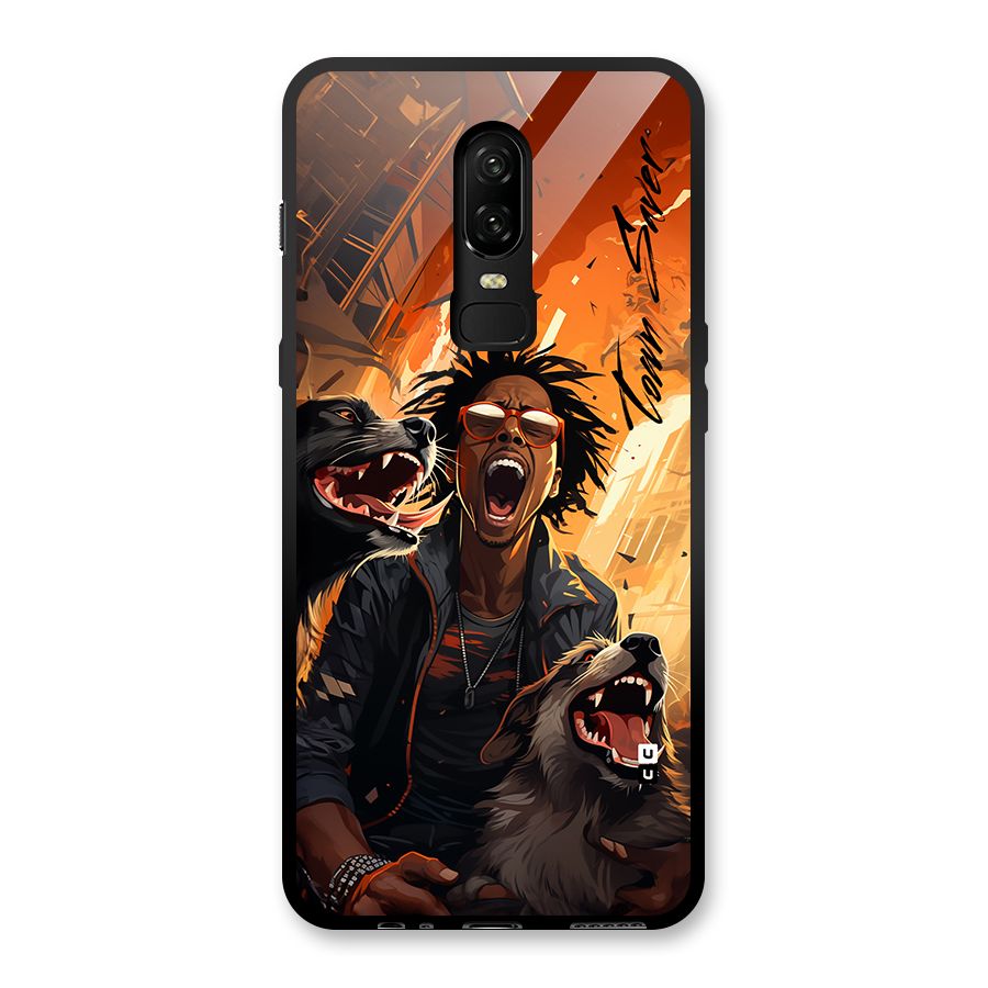 Town Saver Dogs Glass Back Case for OnePlus 6
