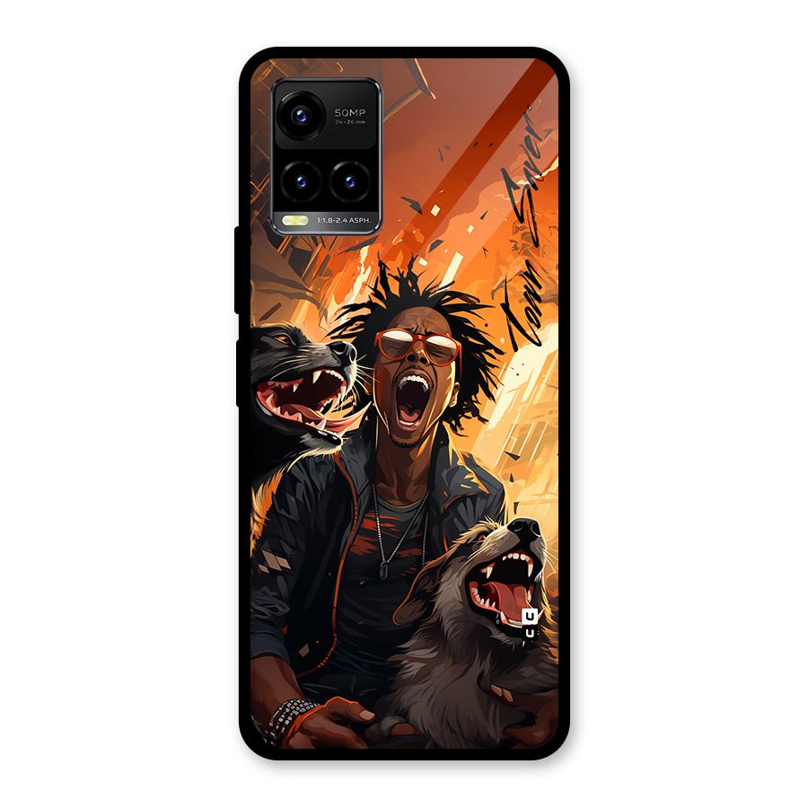 Town Saver Dogs Glass Back Case for Vivo Y21G