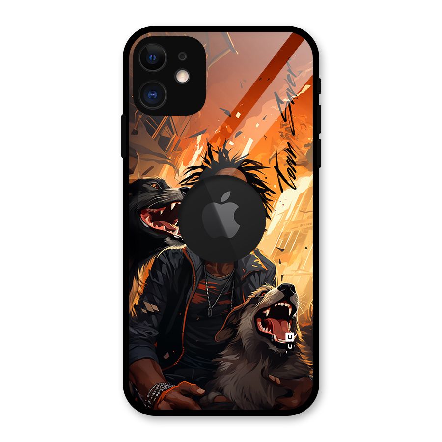 Town Saver Dogs Glass Back Case for iPhone 11 Logo Cut