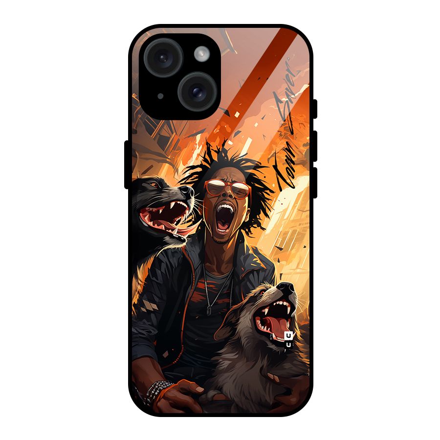 Town Saver Dogs Glass Back Case for iPhone 15