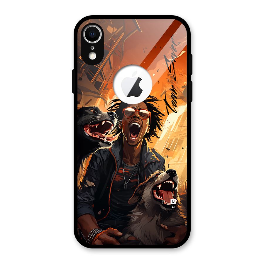 Town Saver Dogs Glass Back Case for iPhone XR Logo Cut