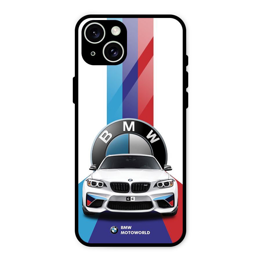 Track Supercar Glass Back Case for iPhone 15 Plus
