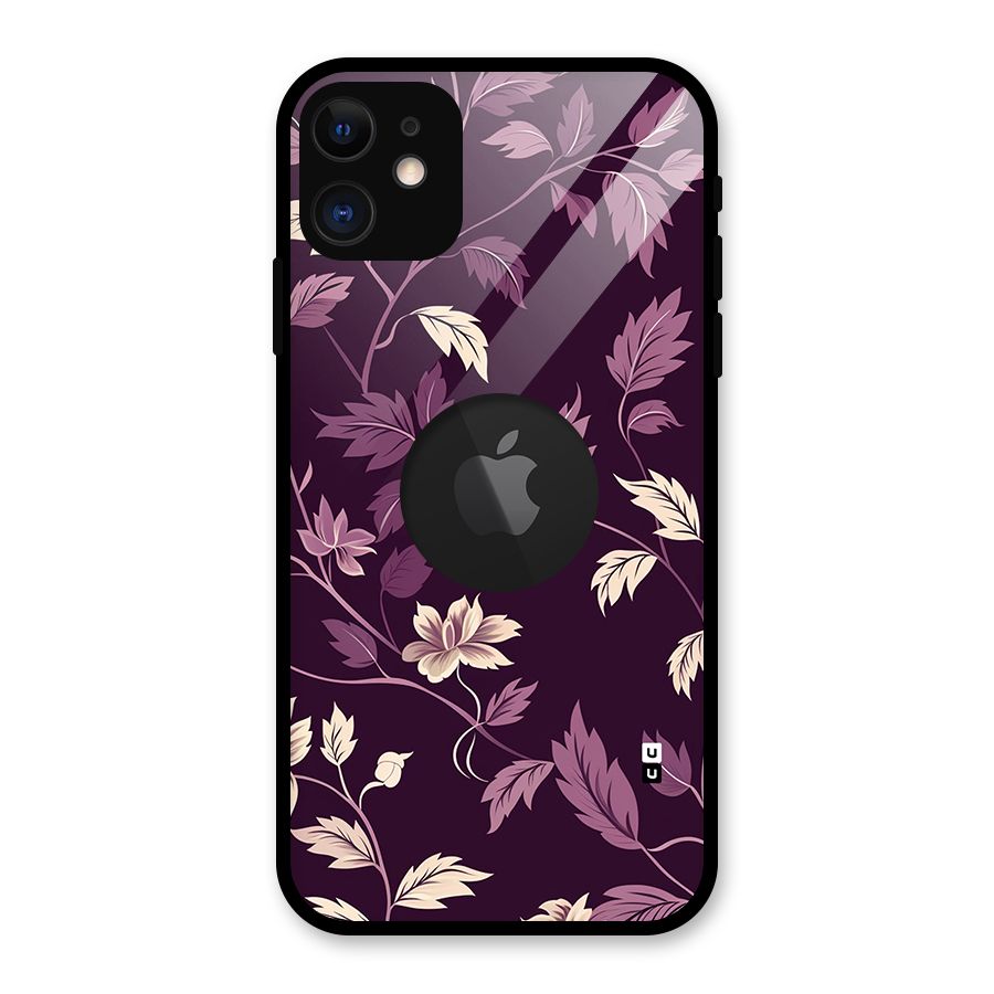 Traditional Florals Glass Back Case for iPhone 11 Logo Cut
