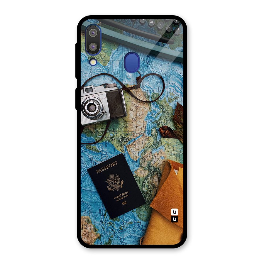 Travel Essentials Glass Back Case for Galaxy M20