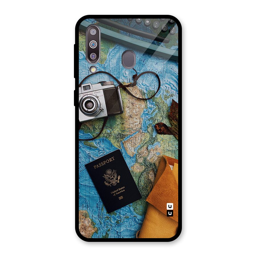 Travel Essentials Glass Back Case for Galaxy M30