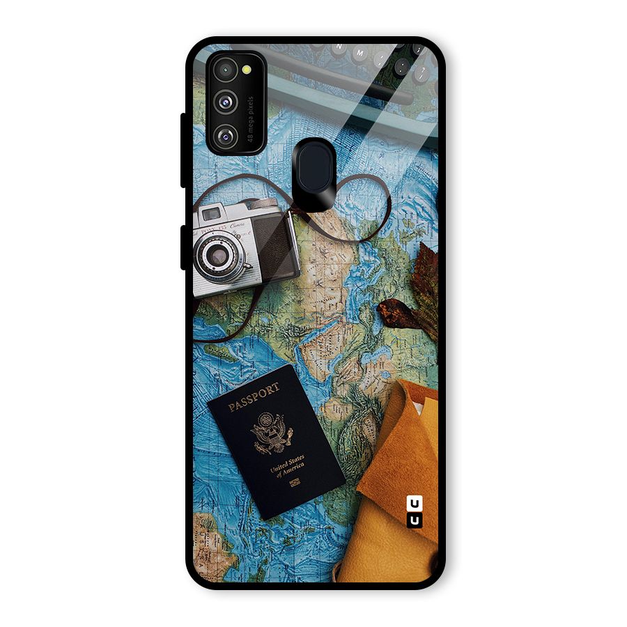 Travel Essentials Glass Back Case for Galaxy M30s