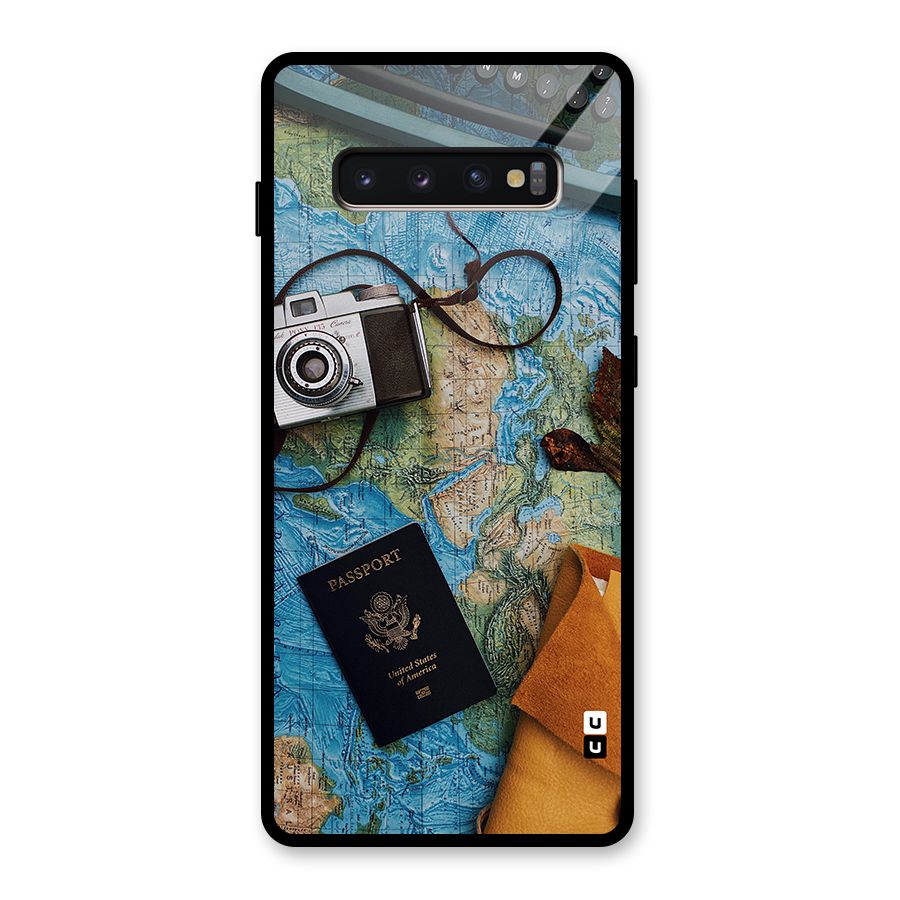 Travel Essentials Glass Back Case for Galaxy S10 Plus