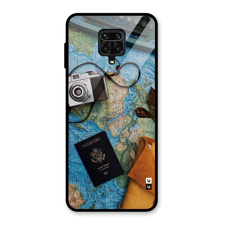 Travel Essentials Glass Back Case for Redmi Note 9 Pro