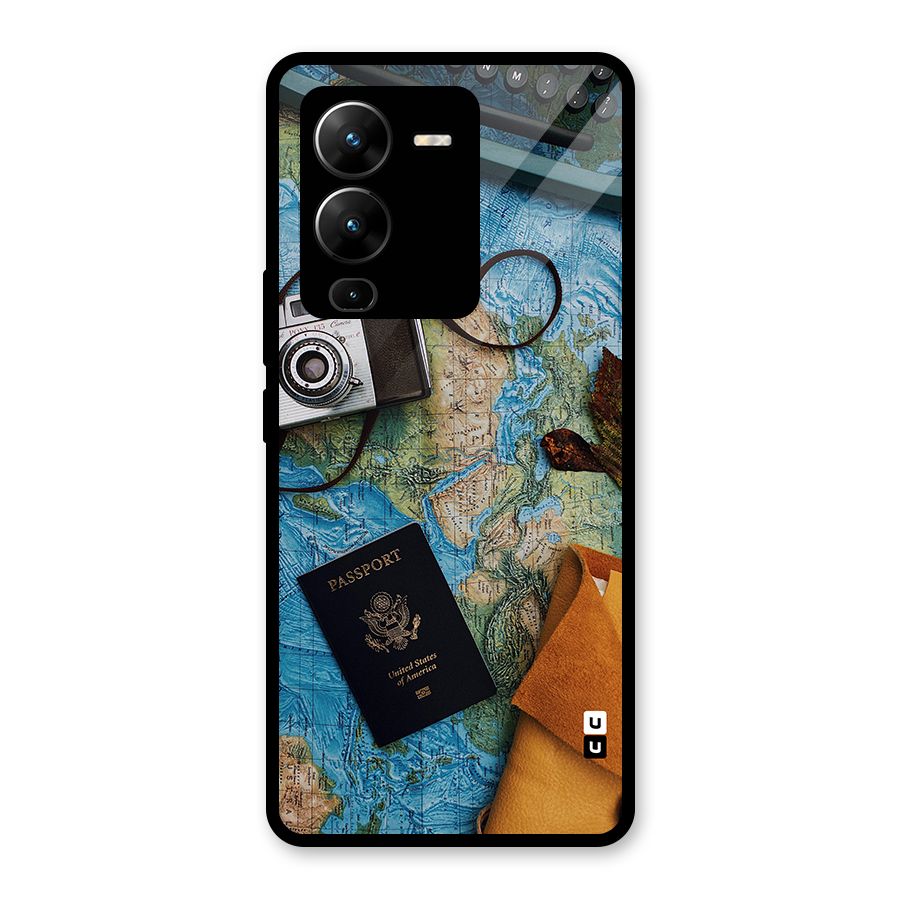 Travel Essentials Glass Back Case for Vivo V25 Pro