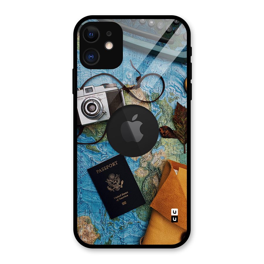 Travel Essentials Glass Back Case for iPhone 11 Logo Cut