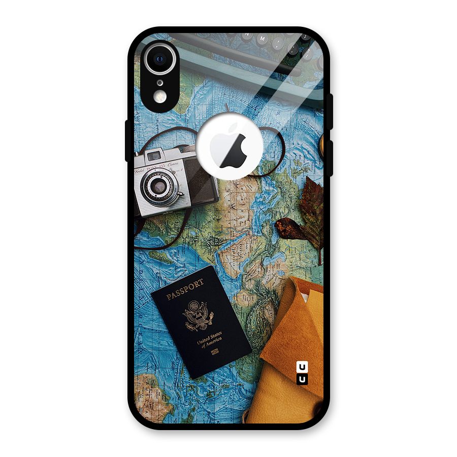 Travel Essentials Glass Back Case for iPhone XR Logo Cut