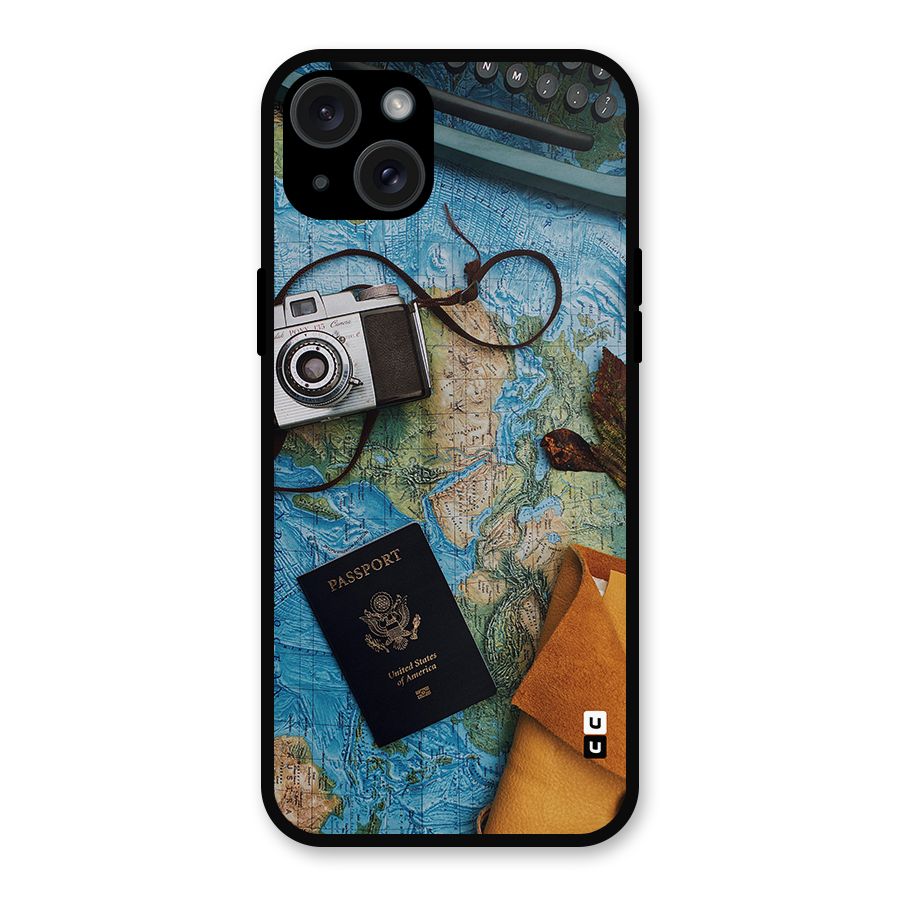 Travel Essentials Metal Back Case for iPhone 15 Plus