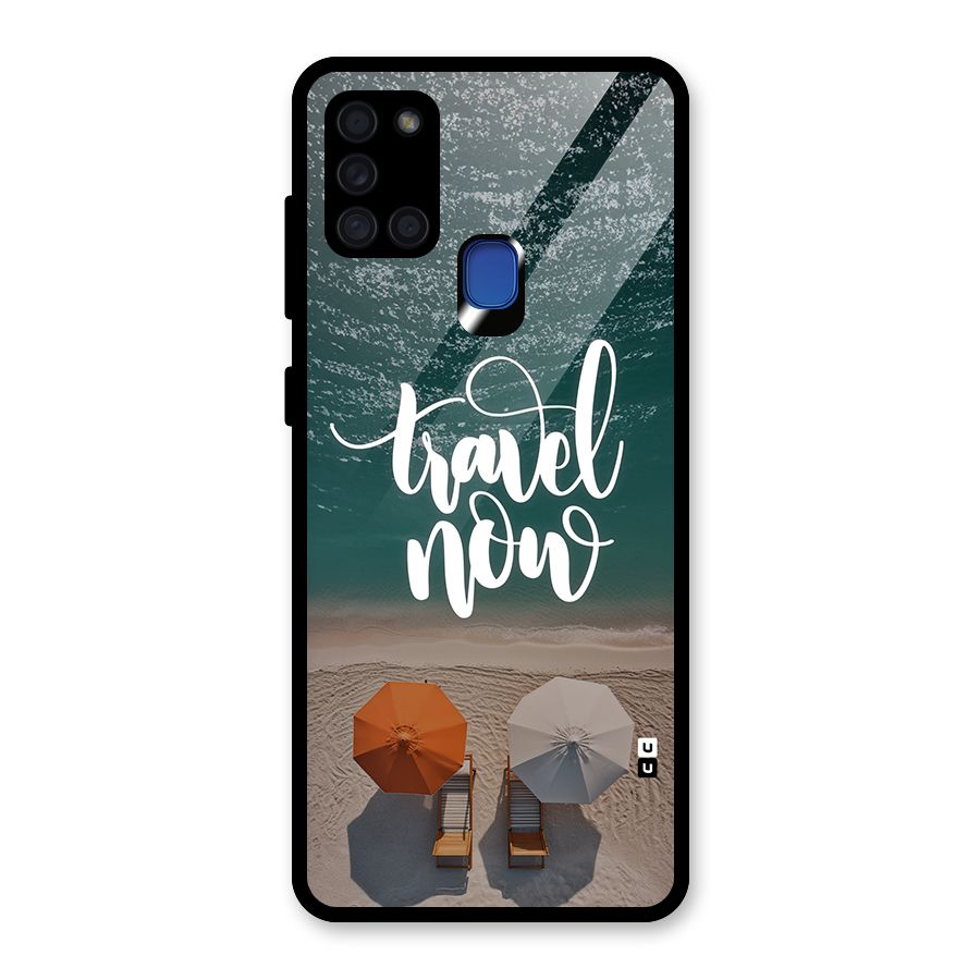 Travel Now Glass Back Case for Galaxy A21s