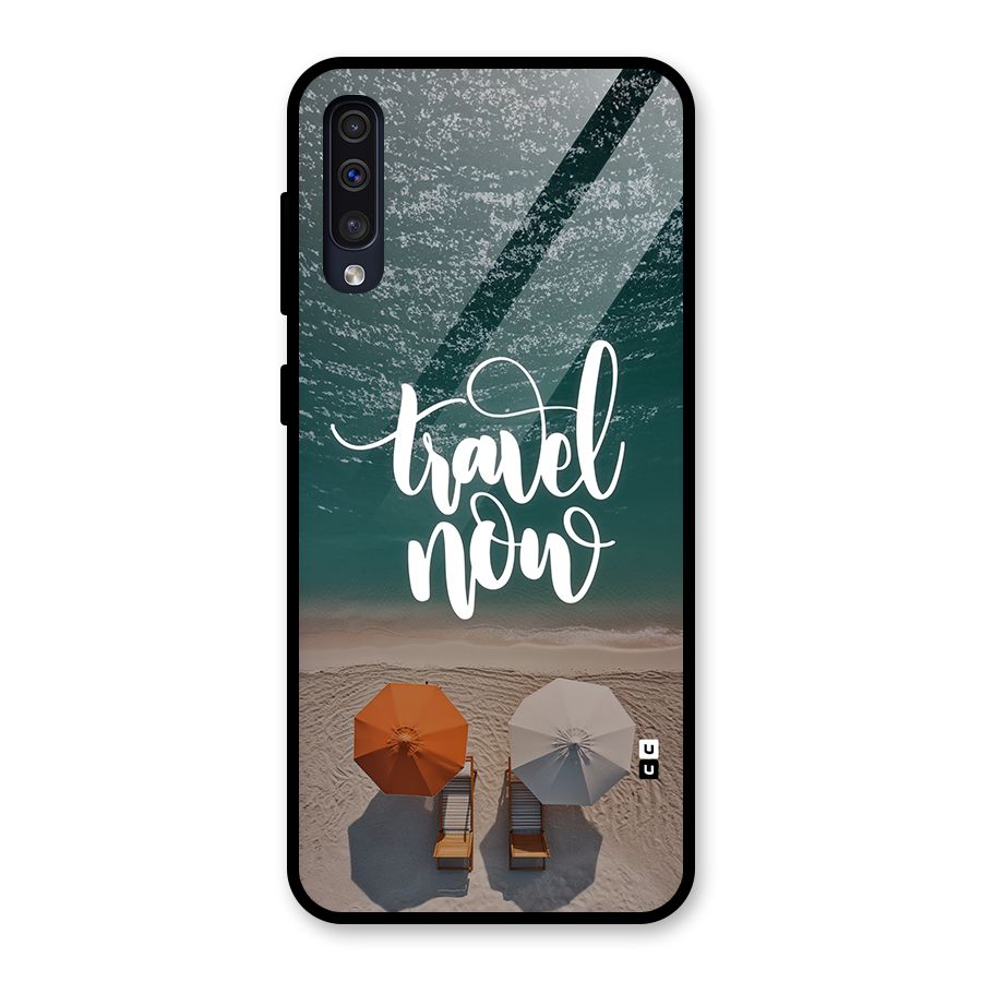 Travel Now Glass Back Case for Galaxy A30s
